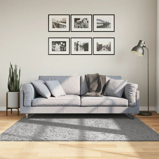 Shaggy-Teppich PAMPLONA Hochflor Modern Grau 160x160 cm