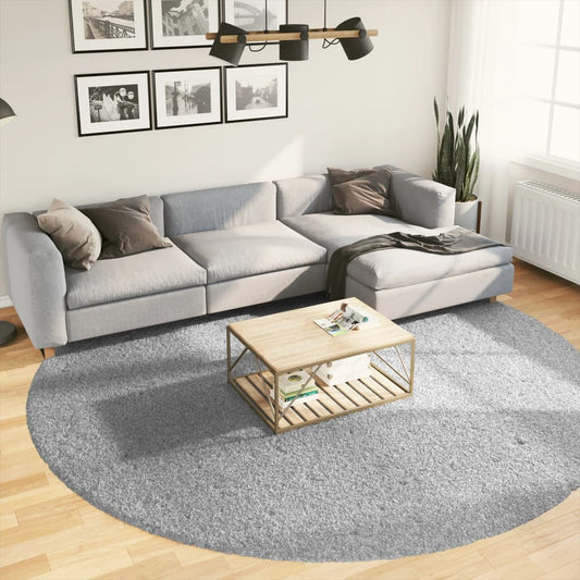 Shaggy carpet PAMPLONA deep pile modern grey Ø 280 cm