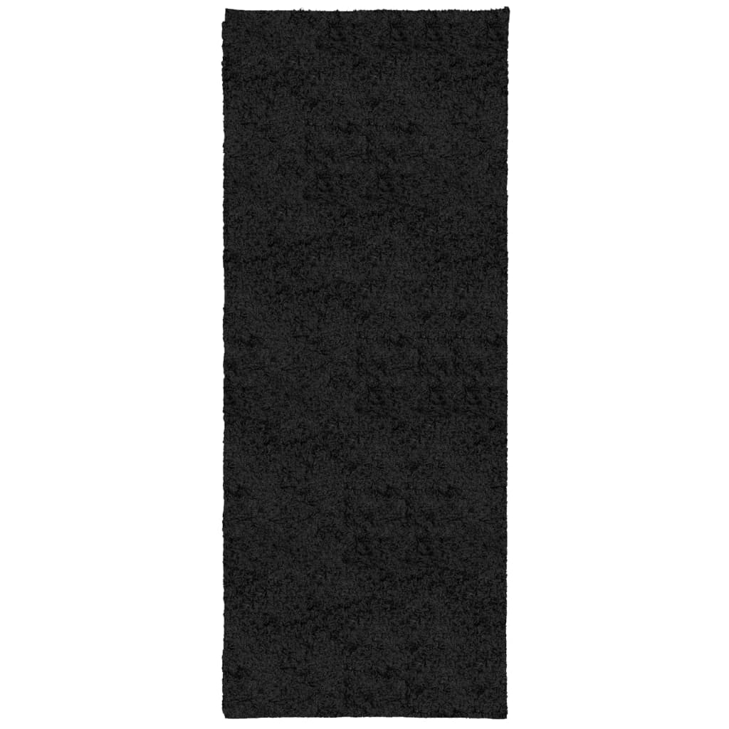 Shaggy-Teppich PAMPLONA Hochflor Modern Schwarz 80x200 cm