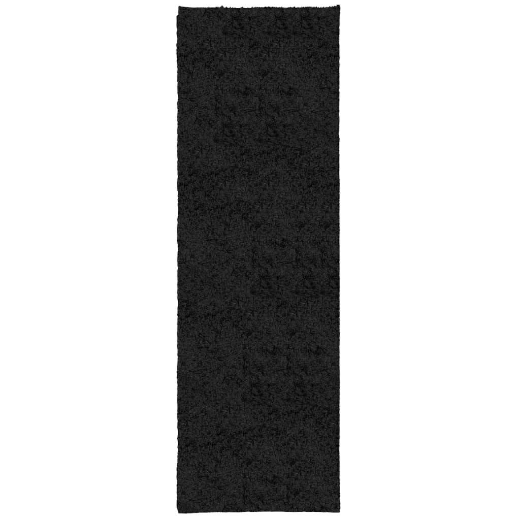 Shaggy-Teppich PAMPLONA Hochflor Modern Schwarz 80x250 cm