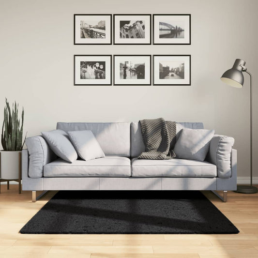 Shaggy-Teppich PAMPLONA Hochflor Modern Schwarz 120x120 cm