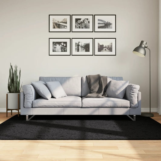 Shaggy Carpet PAMPLONA Deep Pile Modern Black 140x200 cm