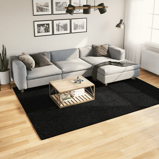 Shaggy Carpet PAMPLONA Deep Pile Modern Black 200x280 cm