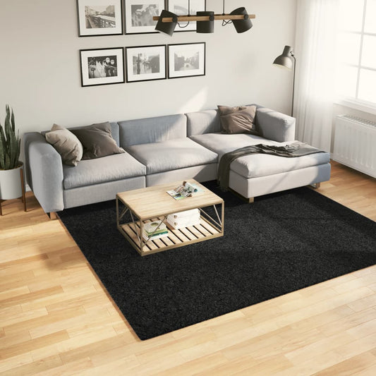 Shaggy-Teppich PAMPLONA Hochflor Modern Schwarz 240x240 cm