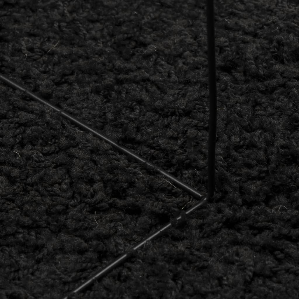 Shaggy-Teppich PAMPLONA Hochflor Modern Schwarz Ø 100 cm