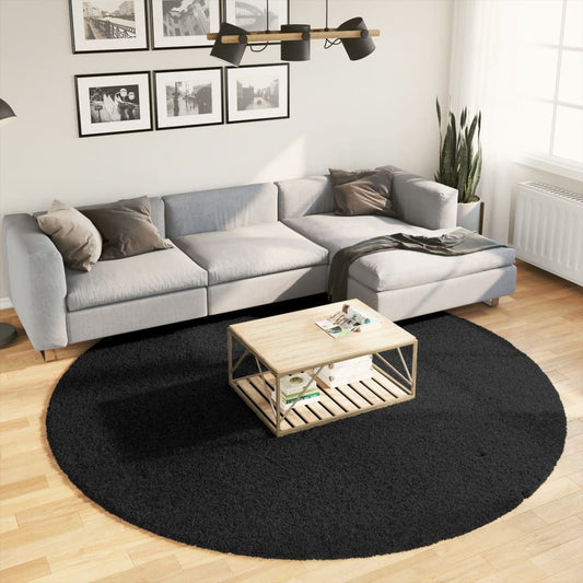 Shaggy carpet PAMPLONA deep pile modern black Ø 240 cm