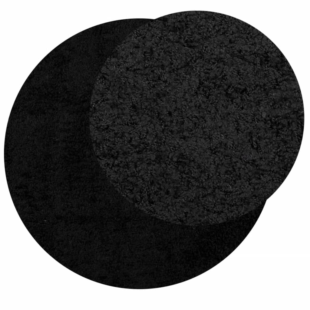 Shaggy carpet PAMPLONA deep pile modern black Ø 280 cm
