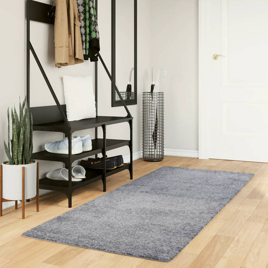 Tapis Shaggy Poils Longs Moderne Bleu 80x200 cm