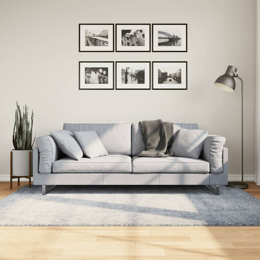 Tapis Shaggy Poils Longs Moderne Bleu 140x200 cm