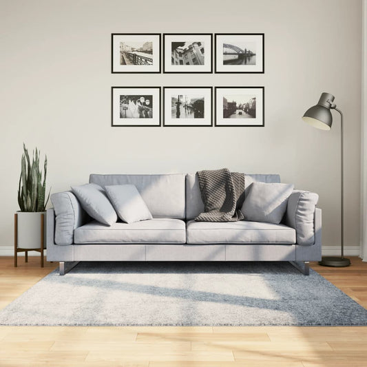 Tapis Shaggy Poils Longs Moderne Bleu 160x160 cm