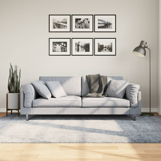 Tapis Shaggy Poils Longs Moderne Bleu 160x230 cm