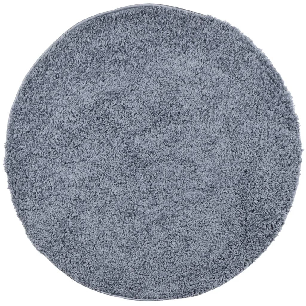 Tapis shaggy PAMPLONA poils longs moderne bleu Ø 80 cm