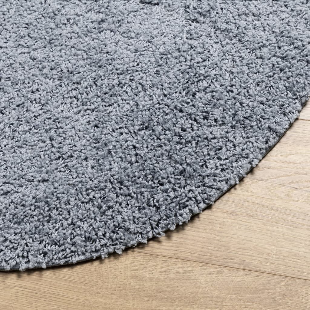 Tapis shaggy PAMPLONA poils longs moderne bleu Ø 80 cm