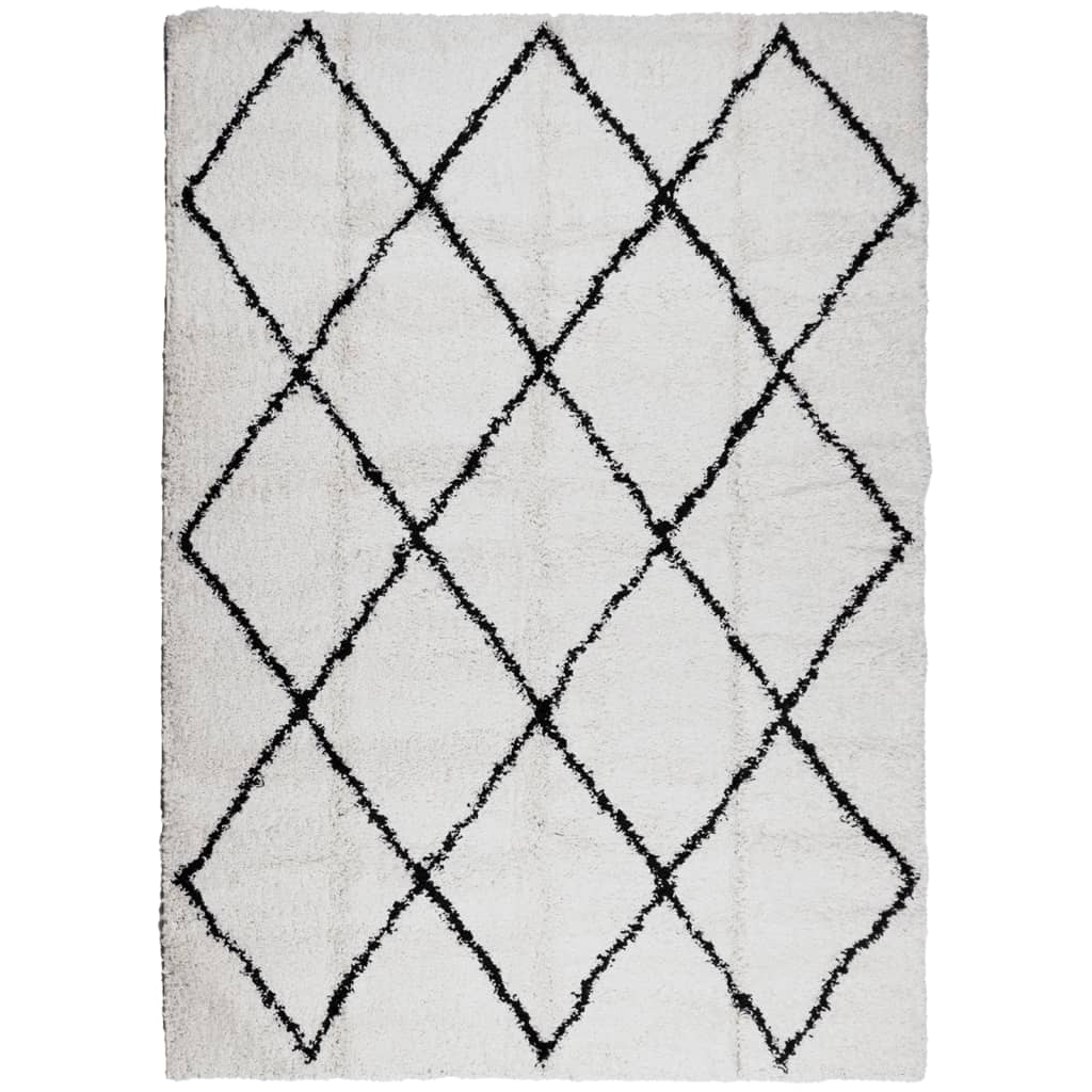 Shaggy-Teppich PAMPLONA Hochflor Modern Creme Schwarz 200x280cm