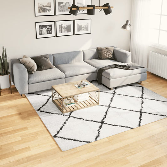 Shaggy-Teppich PAMPLONA Hochflor Modern Creme Schwarz 240x240cm
