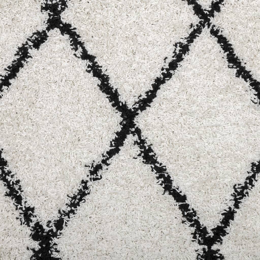 Shaggy-Teppich PAMPLONA Hochflor Modern Creme Schwarz 240x340cm