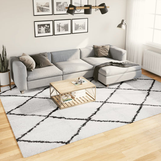 Shaggy-Teppich PAMPLONA Hochflor Modern Creme Schwarz 240x340cm
