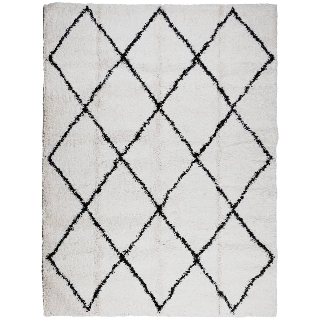 Shaggy-Teppich PAMPLONA Hochflor Modern Creme Schwarz 300x400cm