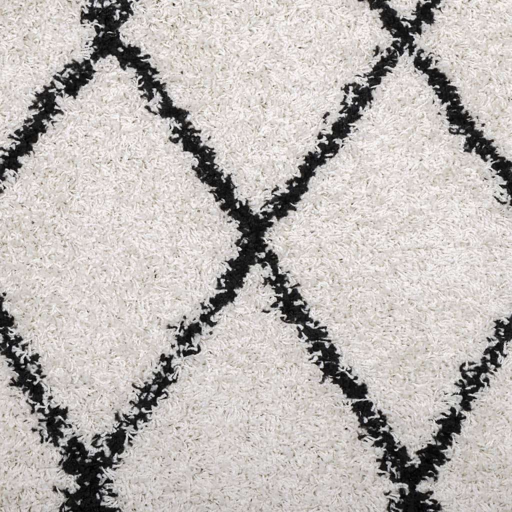 Shaggy-Teppich PAMPLONA Hochflor Modern Creme Schwarz 300x400cm