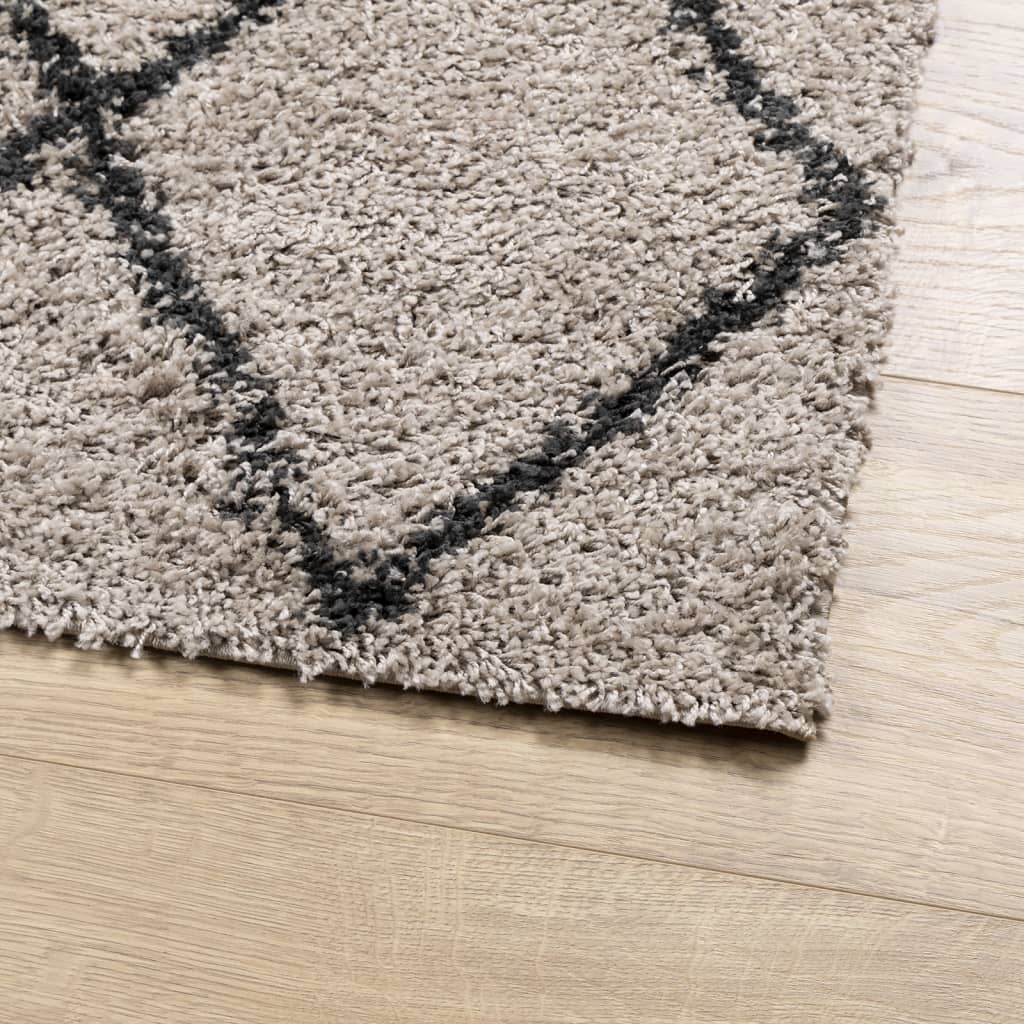 Tapis Shaggy poils longs moderne beige anthracite 120x120 cm