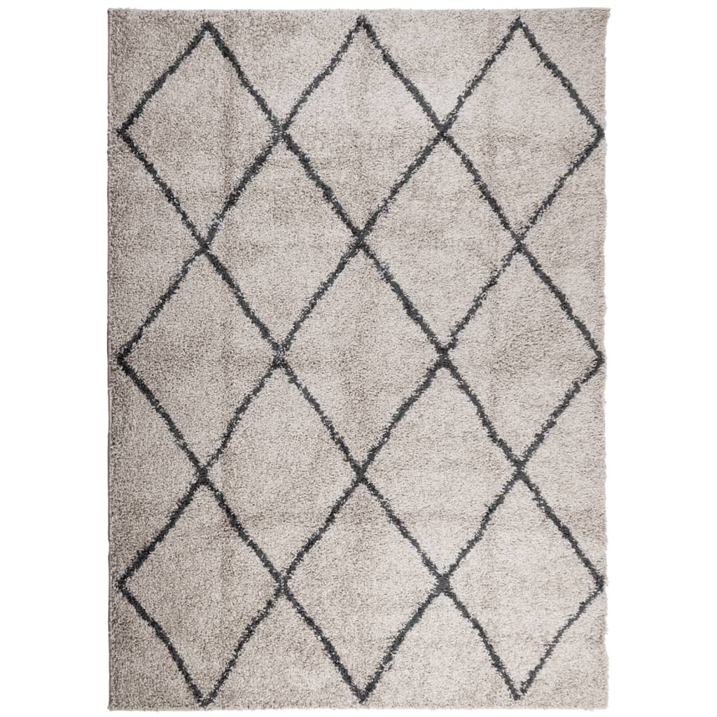 Tapis Shaggy poils longs moderne beige anthracite 200x280 cm