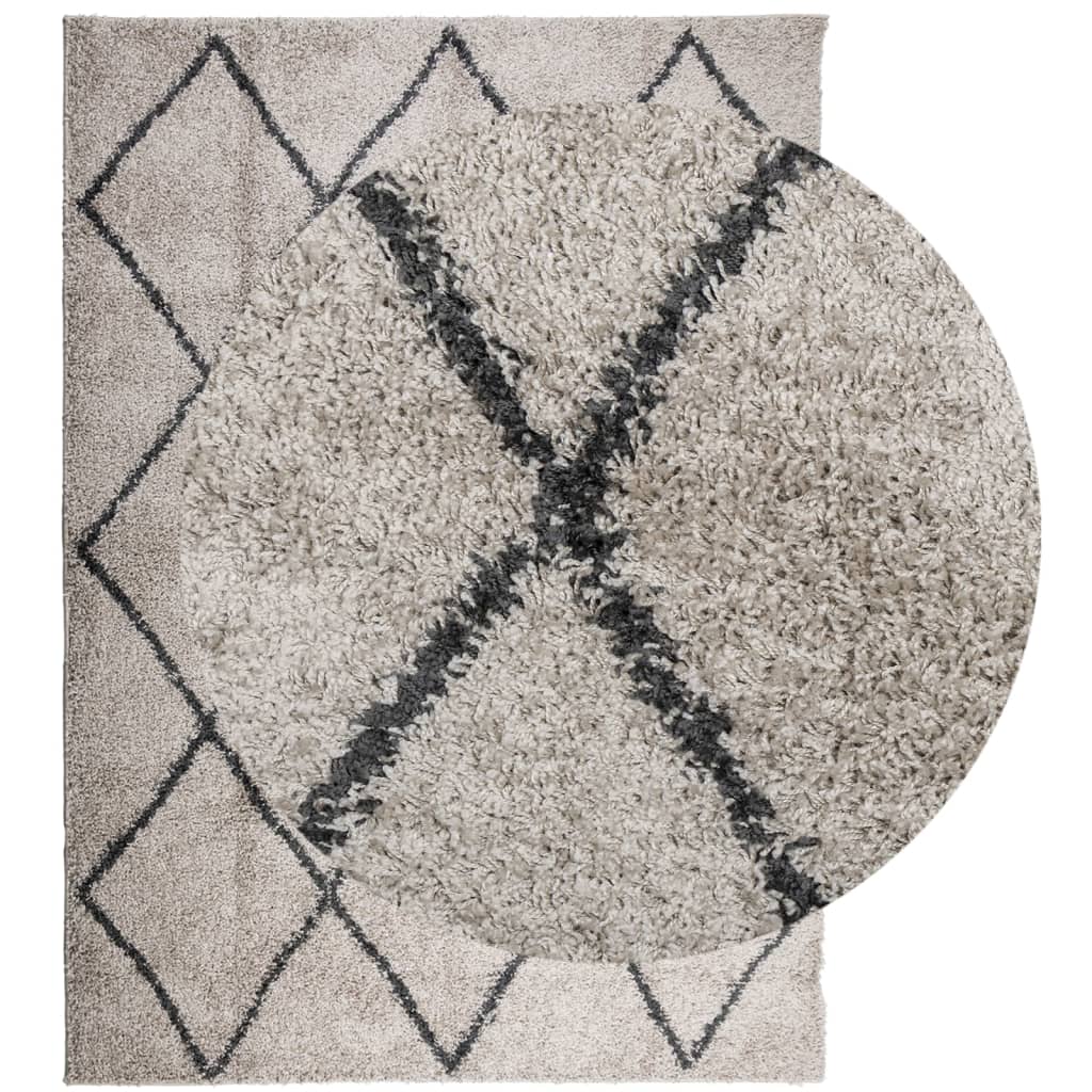 Tapis Shaggy poils longs moderne beige anthracite 200x280 cm