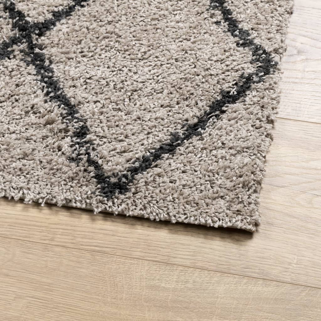 Tapis Shaggy poils longs moderne beige anthracite 200x280 cm