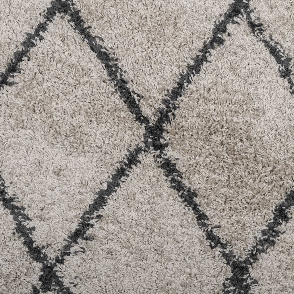 Tapis Shaggy poils longs moderne beige anthracite 240x240 cm