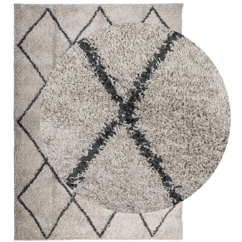 Tapis Shaggy poils longs moderne beige anthracite 240x340 cm