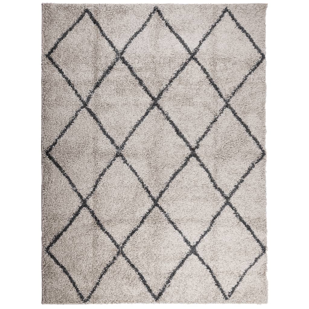 Shaggy-Teppich Hochflor Modern Beige Anthrazit 300x400 cm