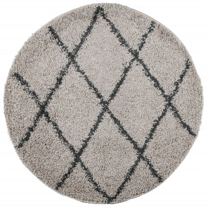 Shaggy-Teppich PAMPLONA Hochflor Modern Beige Anthrazit Ø 100cm