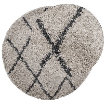 Shaggy-Teppich PAMPLONA Hochflor Modern Beige Anthrazit Ø 100cm
