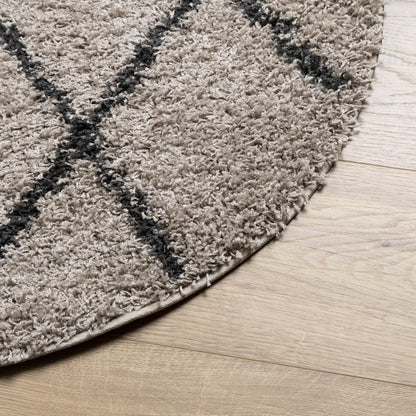 Shaggy-Teppich PAMPLONA Hochflor Modern Beige Anthrazit Ø 100cm