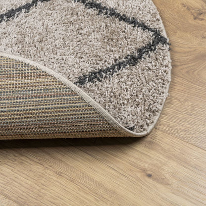 Shaggy-Teppich PAMPLONA Hochflor Modern Beige Anthrazit Ø 100cm