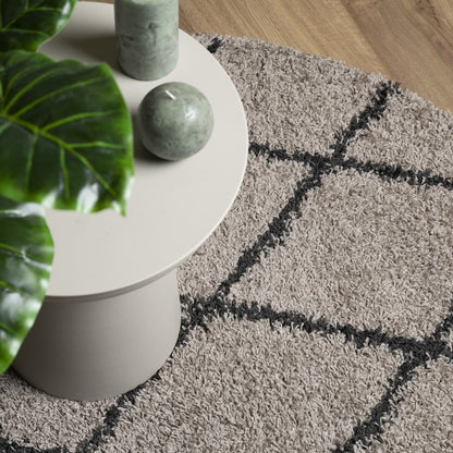 Shaggy-Teppich PAMPLONA Hochflor Modern Beige Anthrazit Ø 100cm