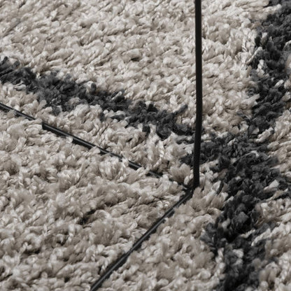 Shaggy-Teppich PAMPLONA Hochflor Modern Beige Anthrazit Ø 100cm