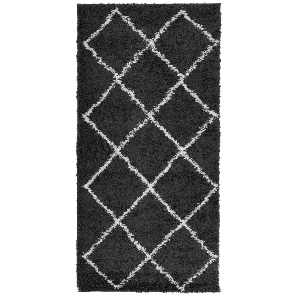 Shaggy rug PAMPLONA deep pile modern black cream 100x200cm