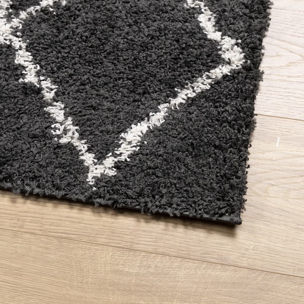 Shaggy rug PAMPLONA deep pile modern black cream 100x200cm