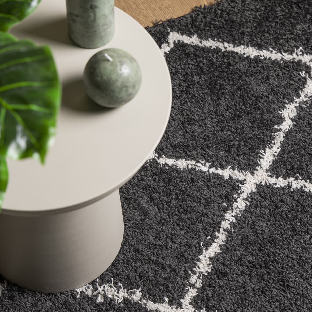 Shaggy rug PAMPLONA deep pile modern black cream 100x200cm