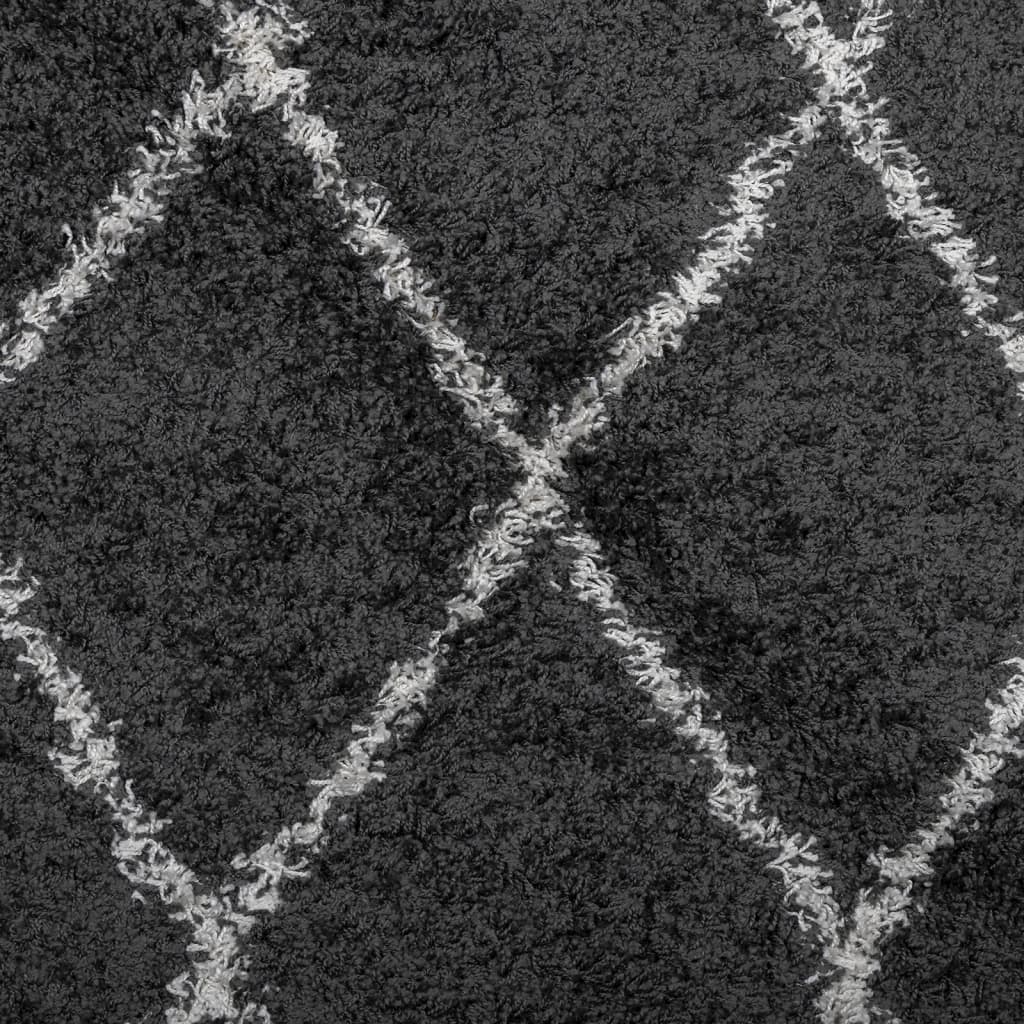 Shaggy rug PAMPLONA deep pile modern black cream 100x200cm