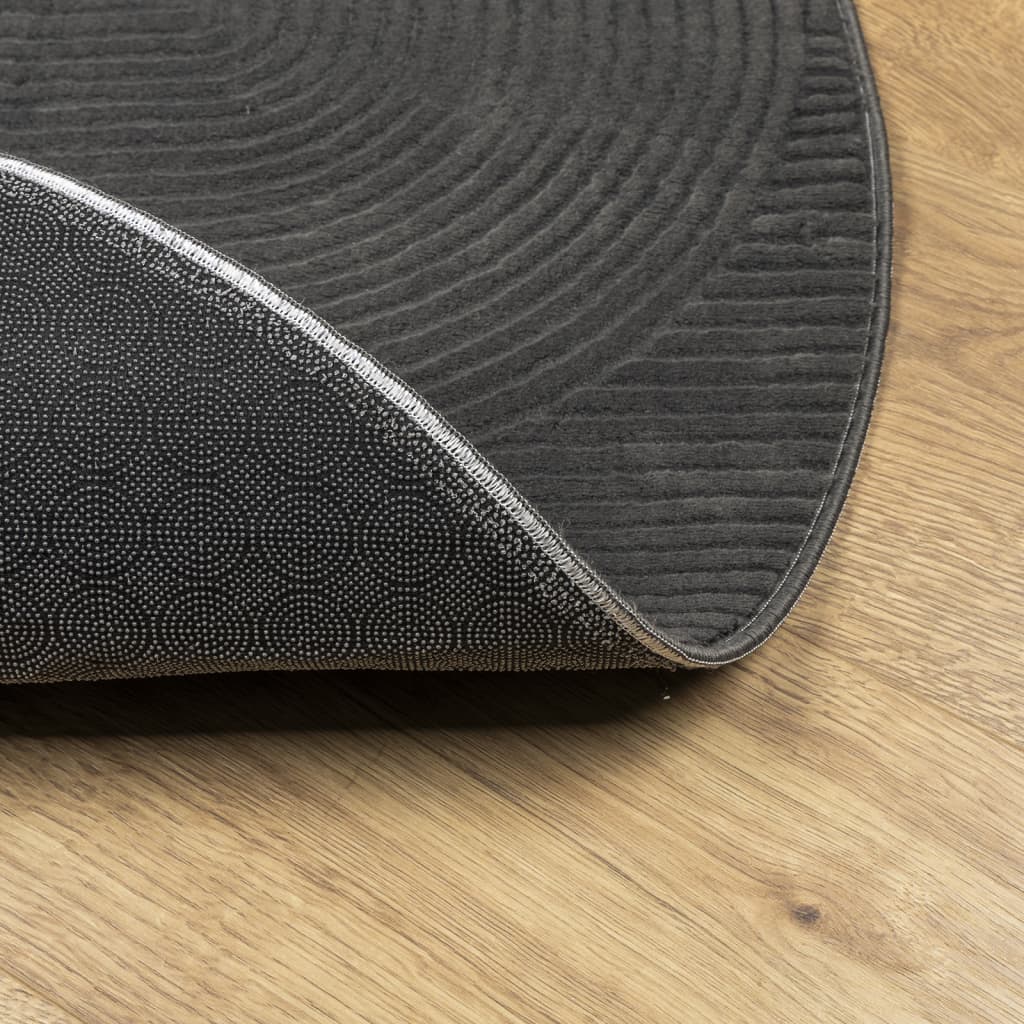 Teppich IZA Kurzflor Skandi-Stil Anthrazit Ø 80 cm