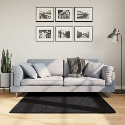 Teppich OVIEDO Kurzflor Schwarz 120x120 cm