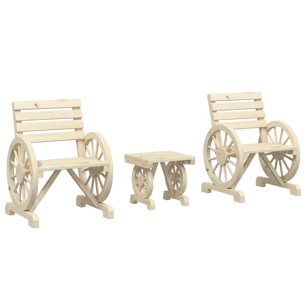 3-tlg. Garten-Lounge-Set Massivholz Tanne