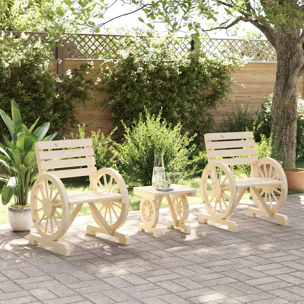 3-tlg. Garten-Lounge-Set Massivholz Tanne