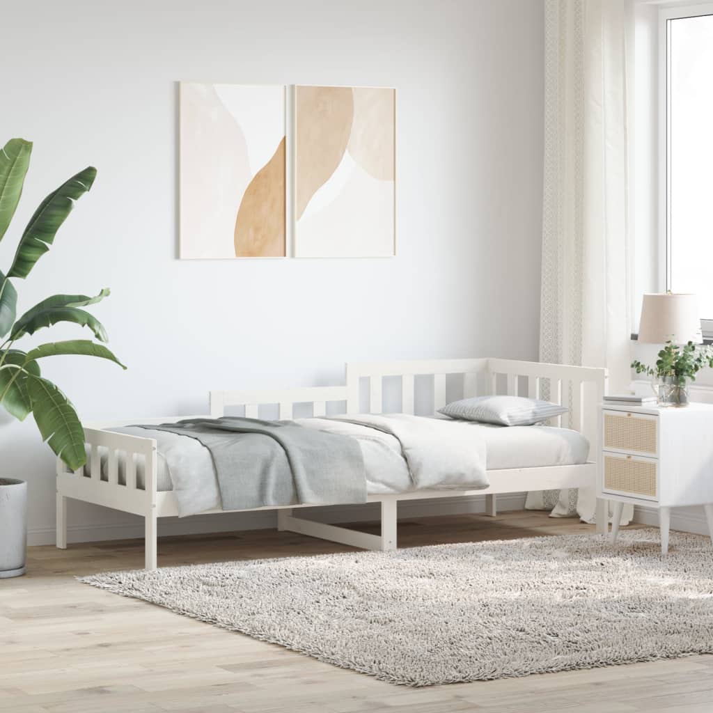 Lit de repos sans matelas blanc 80x200 cm en pin massif