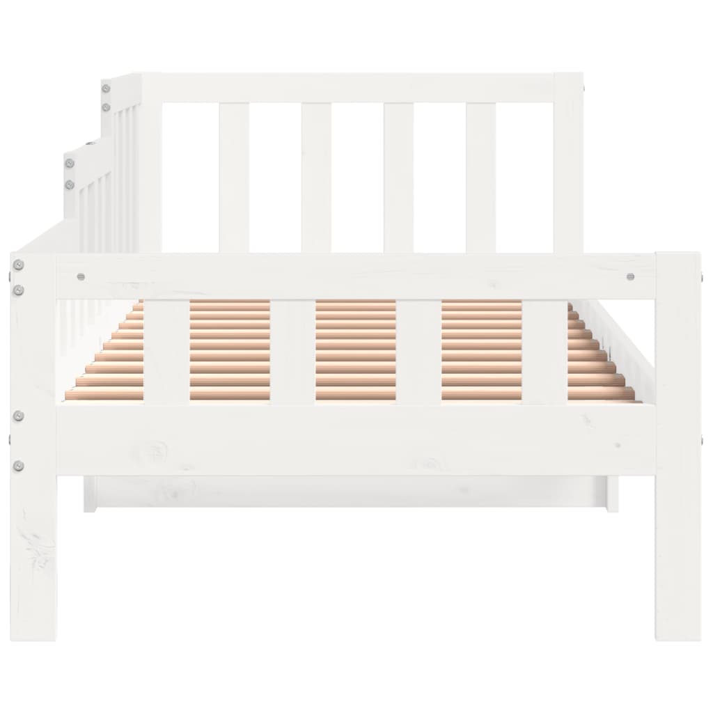 Lit de repos sans matelas blanc 90x200 cm en bois de pin massif