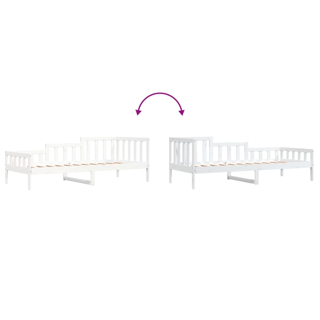 Lit de repos sans matelas blanc 90x200 cm en bois de pin massif