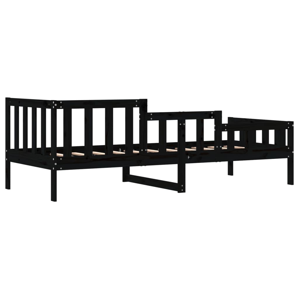 Lit de repos noir 90x190 cm en bois de pin massif