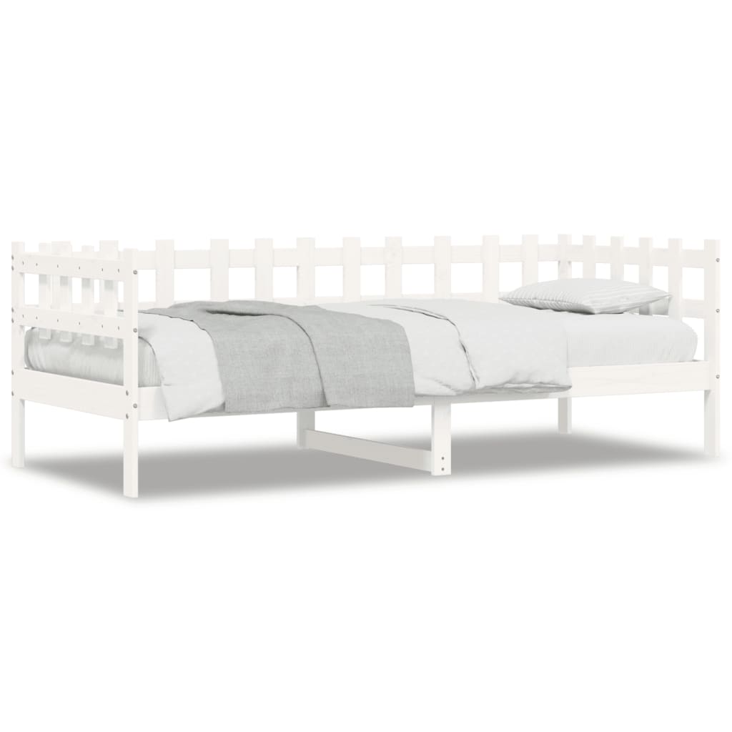 Lit de repos sans matelas blanc 90x200 cm en bois de pin massif