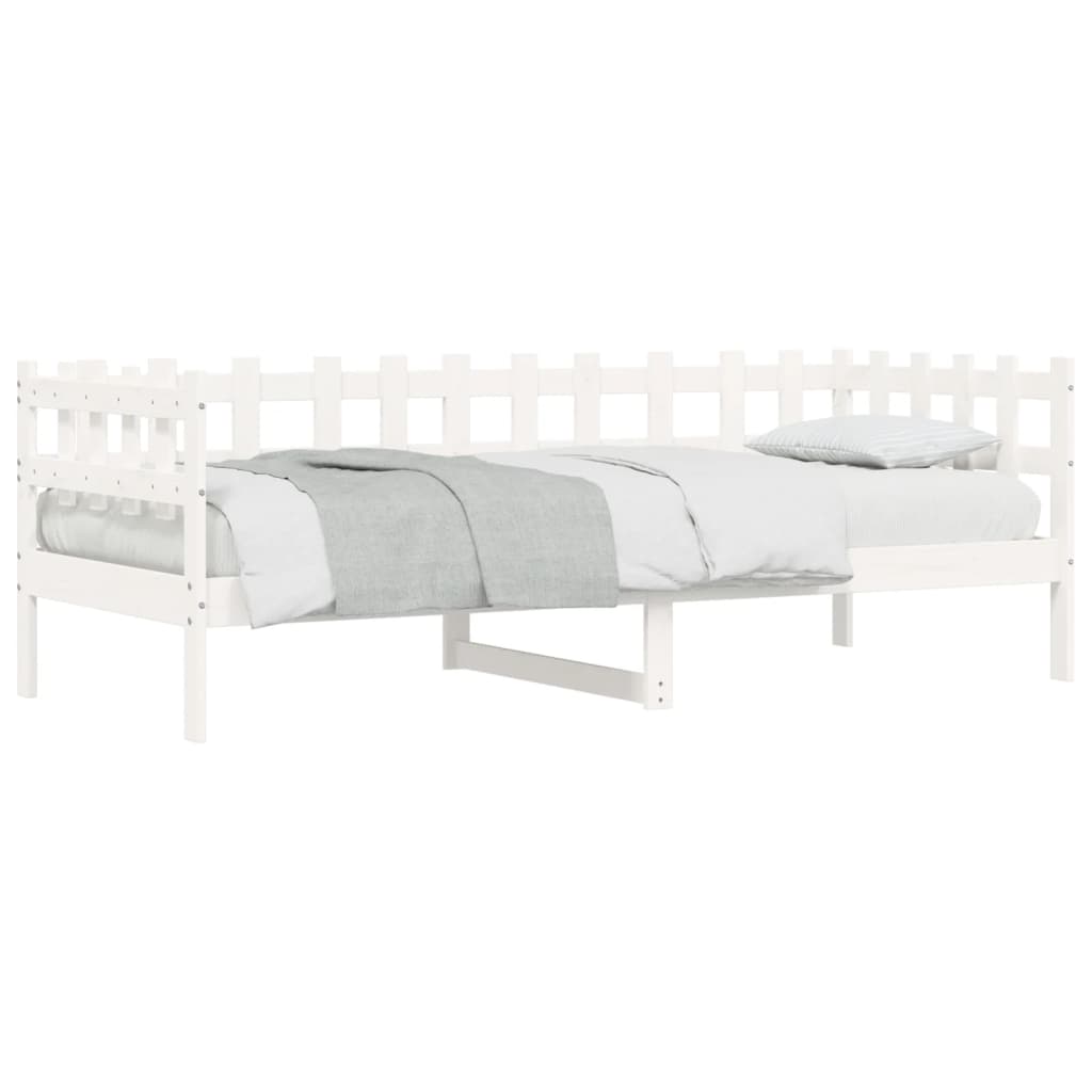 Lit de repos sans matelas blanc 90x200 cm en bois de pin massif